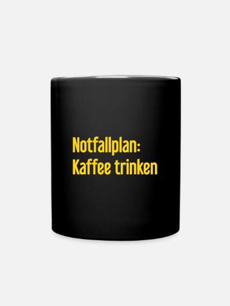 Kaffee-Notfallplan - Tasse einfarbig - Schwarz