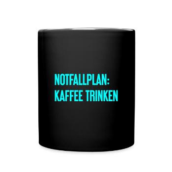 Kaffee-Notfallplan - Tasse einfarbig - Schwarz - Vorne