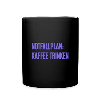 Kaffee-Notfallplan - Tasse einfarbig - Schwarz - Vorne