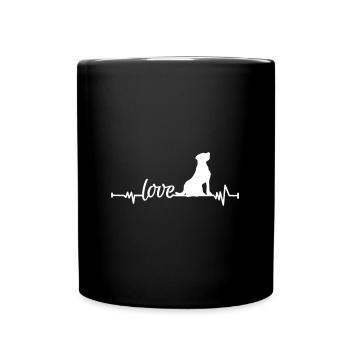 HUNDE HUNDEN LIEBE HERZSCHLAG HUND LIEBEN MOTIV - Tasse einfarbig - Schwarz - Vorne