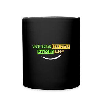 vegetarische Lebensweise - ich bin glücklich - Tasse einfarbig - Schwarz - Vorne