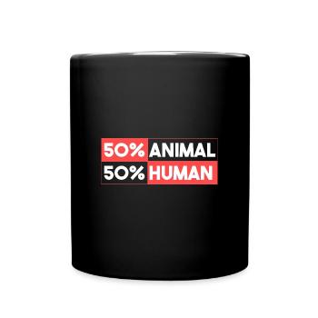 50% Tier 50% Mensch - Tasse einfarbig - Schwarz - Vorne