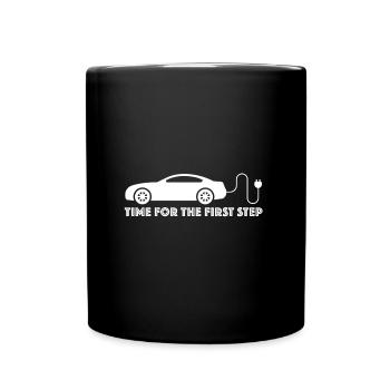 Il est temps de faire le premier pas | Voiture électrique, CO2 - Mug uni - noir - Devant