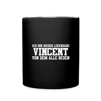 Vincent Name Design - Tasse einfarbig - Schwarz - Vorne