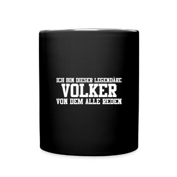Volker Name Design - Tasse einfarbig - Schwarz - Vorne