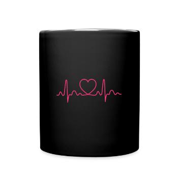 Heartbeat Heart Rate Pulse Gift Idea - Full Colour Mug - black - Front