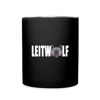 Leitwolf Alpha Wolf Kapitän Teamführer Trainer - Tasse einfarbig - Schwarz - Vorne