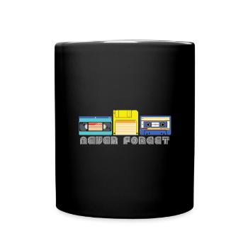 Kassette Diskette VHS Retro Kindheitserinnerung - Tasse einfarbig - Schwarz - Vorne