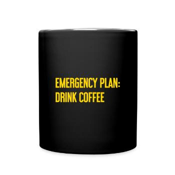 Kaffee-Notfallplan - Tasse einfarbig - Schwarz - Vorne