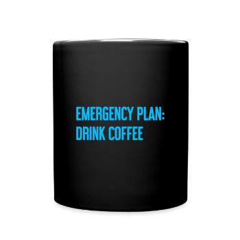 Kaffee-Notfallplan - Tasse einfarbig - Schwarz - Vorne