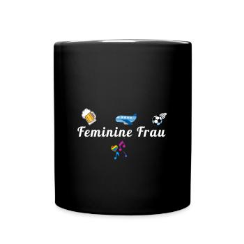 Frau, feminine Frau,fussball,bier,LGBTQ - Tasse einfarbig - Schwarz - Vorne