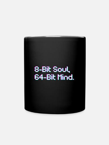 8 Bit Soul, 64 bit heart - Tasse einfarbig - Schwarz