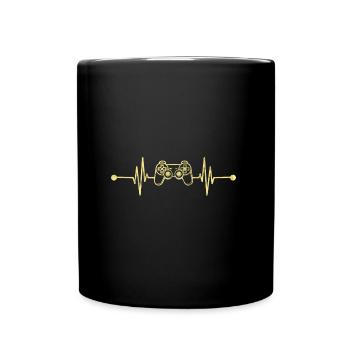 Gamer Heartbeat Zocker Herzschlag Geschenk - Tasse einfarbig - Schwarz - Vorne