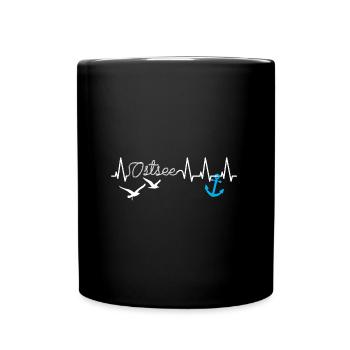 Baltique coeur rythme Ancre mouette côte vacances plage M - Mug uni - noir - Devant