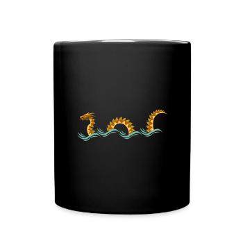 gelb goldene Seeschlange T-Shirt mit Seeungeheuer - Tasse einfarbig - Schwarz - Vorne