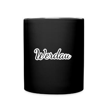 Werdau - Textdesign mit Stadtnamen - Tasse einfarbig - Schwarz - Vorne