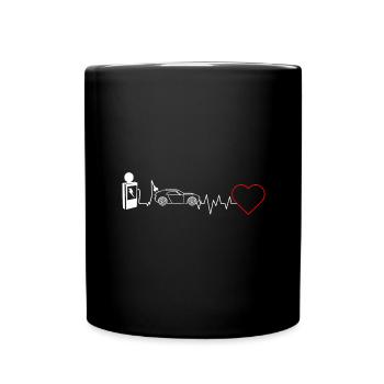 E-car Heartbeat ECG electric Car rEVolution EV Pul - Tasse einfarbig - Schwarz - Vorne