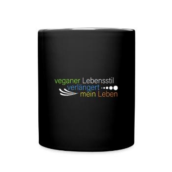 Vegan verlängert mein Leben - Tasse einfarbig - Schwarz - Vorne