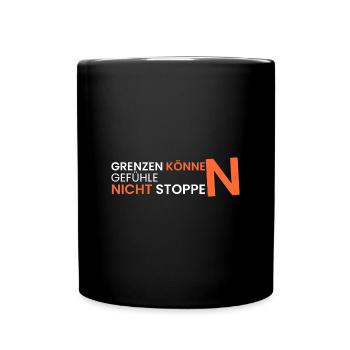 Grenzen können Gefühle - Tasse einfarbig - Schwarz - Vorne