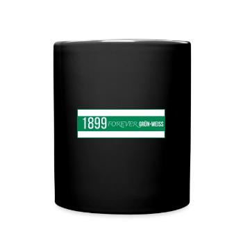 1899 forever grün-weiss Rückendruck Bremen - Tasse einfarbig - Schwarz - Vorne
