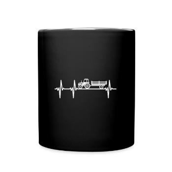 Traktor Herzschlag Agrar Geschenkidee Bauernhof Tr - Tasse einfarbig - Schwarz - Vorne
