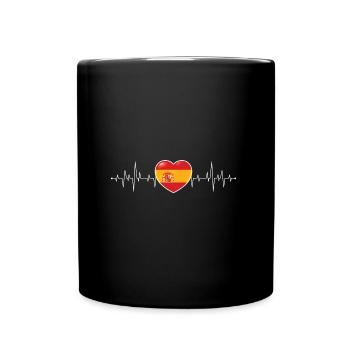 Spanien Herzschlag / Puls Spanische Flagge Spanier - Tasse einfarbig - Schwarz - Vorne