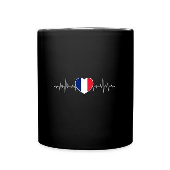 Frankreich Herzschlag / Puls Französische Flagge - Tasse einfarbig - Schwarz - Vorne