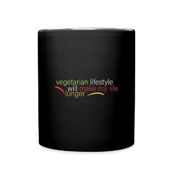 vegetarisch - macht mein Leben länger - Tasse einfarbig - Schwarz - Vorne