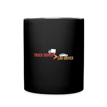 Lkw-Fahrer > Pkw-Fahrer - Tasse einfarbig - Schwarz - Vorne