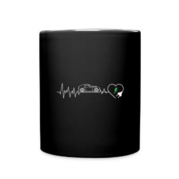E-car Heartbeat ECG electric Car rEVolution EV pul - Tasse einfarbig - Schwarz - Vorne