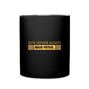 Papa: bester Motivator - Tasse einfarbig - Schwarz - Vorne