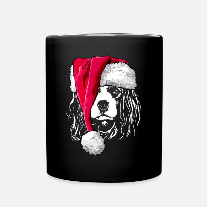 Cavalier King Charles Spaniel avec Muetze de Noël - Mug uni - noir