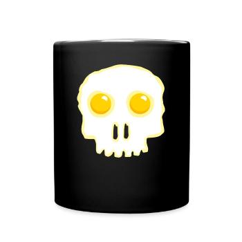 Spiegelei Totenkopf Skull Ei Eier - Tasse einfarbig - Schwarz - Vorne