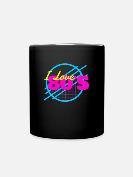 I Love 80s retro dance music vintage - Full Colour Mug - black