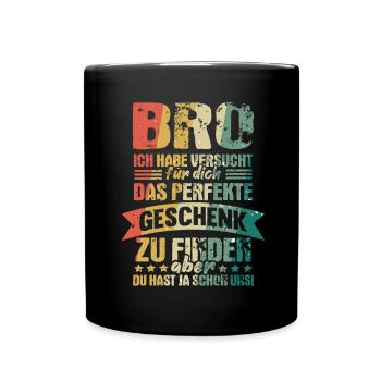 Bruder Geschenk Spruch Geschwister Vintage - Tasse einfarbig - Schwarz - Vorne