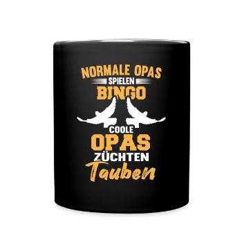 Taubenzüchter Opa Bingo Brieftauben Tauben - Tasse einfarbig - Schwarz - Vorne
