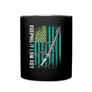 More Bass Double Bass with American Flag - Full Colour Mug - black - Front