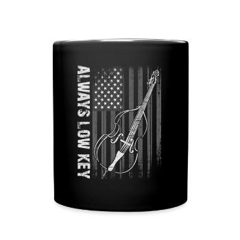 More Bass Double Bass with American Flag - Full Colour Mug - black - Front