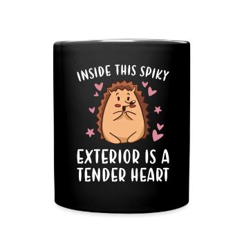 Inside This Spiky Exterior Is A Tender Heart - Full Colour Mug - black - Front