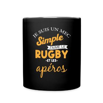 Homme Rugby et apéro - cadeau homme humour rugby - Mug uni - noir - Devant