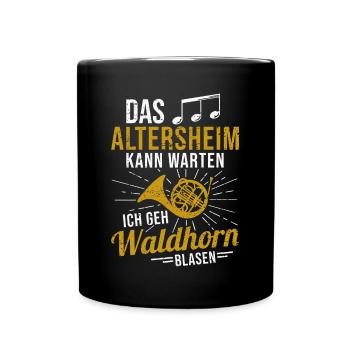 Waldhorn Hornist Orchester Musiker Horn Blasmusik - Tasse einfarbig - Schwarz - Vorne