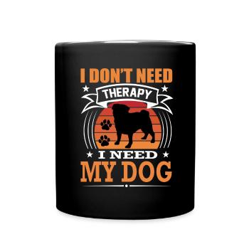 Mops Mein Hund Retro Vintage Hunderasse - Tasse einfarbig - Schwarz - Vorne