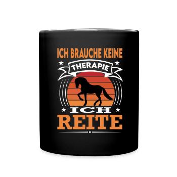 Reiten Reitsport Pferde Reiter Reiterin Retro - Tasse einfarbig - Schwarz - Vorne