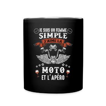 Une Femme Motarde Simple Idée Cadeau Moto - Mug uni - noir - Devant