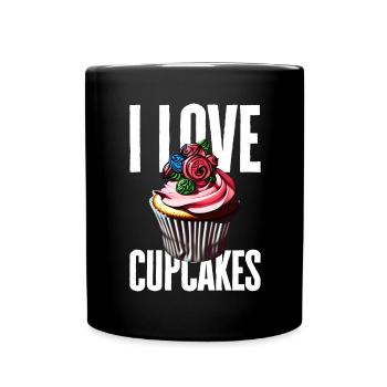 I love cupcakes - Full Colour Mug - black - Front