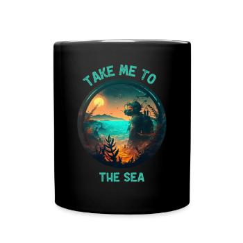 Retro Sonnenuntergang Bringe mich ans Meer Taucher - Tasse einfarbig - Schwarz - Vorne