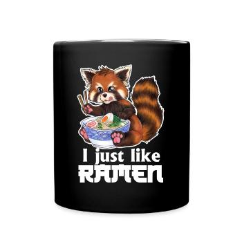 I just like Ramen Roter Panda mit Nudeln Geschenk - Tasse einfarbig - Schwarz - Vorne