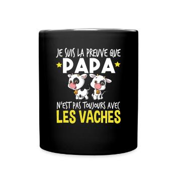 Vache Papa Bébé Nourrisson Naissance Cadeau - Mug uni - noir - Devant