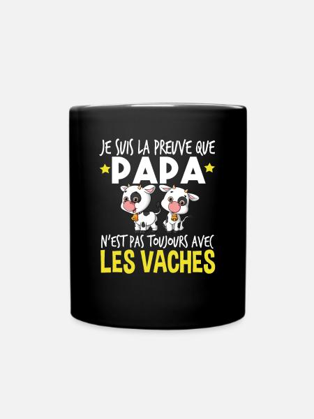 Vache Papa Bébé Nourrisson Naissance Cadeau - Mug uni - noir