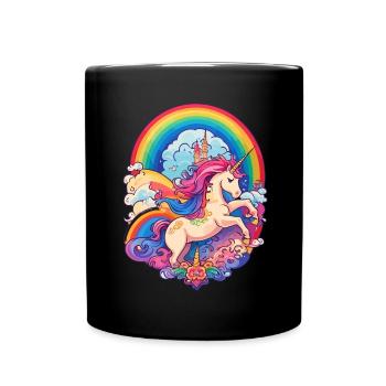 Colorful illustration of a unicorn - Full Colour Mug - black - Front